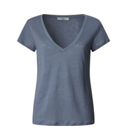 pepe jeans para mujer pl506048 camiseta de manga corta y cuello de pico megan azul s casual algodon sostenible