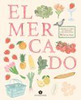 el mercado colorea y crea tu collage con pegatinas