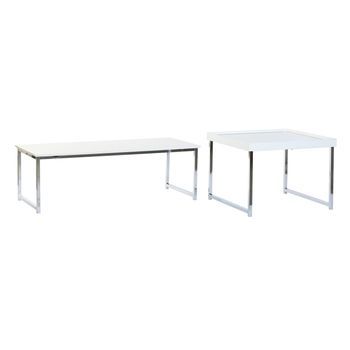 Mesa Centro Set 2 Acero Mdf 110x48x45 Blanco