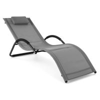 costway tumbona exterior con marco curvo reposacabezas extraible y reposabrazos ergonomicos para patio playa carga 160kg gris
