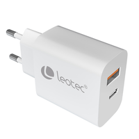 leotec cargador 20w 1 usb c pd1 usb a blancocompatible con apple y samsung