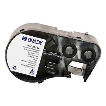 Brady M4C-250-342 cinta termorretráctil negra sobre blanco 11,15 mm x 2,13 m (original)