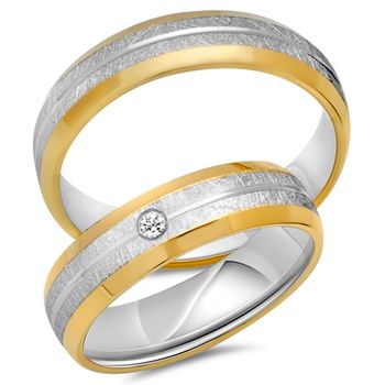 Alianzas 18 quilates oro amarillo-blanco con diamante