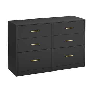 Cómoda para dormitorio con 6 cajones de color negro