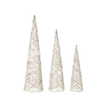 Decoraciones De Navidad Led De Interior Conjunto De 3 Árboles De Navidad Iluminado Blanco Tuelso