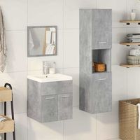 juego muebles de bano 4 uds  armario de bano madera contrachapada gris hormigon