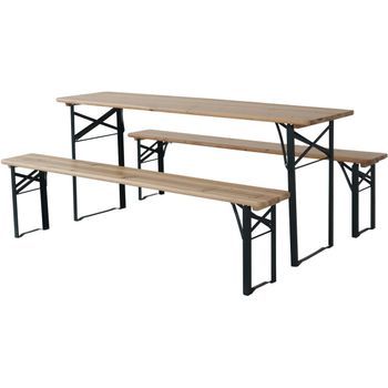 Mesa De Jardín Plegable Tipo Brasserie Con 2 Bancos 