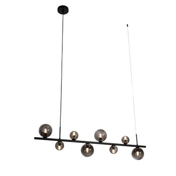 Lámpara de techo negra con cristal ahumado 8 luces