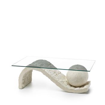 Onda - Mesa De Centro (120 X 70 - Transparente) En Cristal Templado Beige