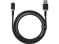cable usb - baseus dura lightning usb 100 cm 24a carga rapida negro y dorado