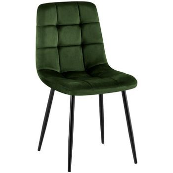 Silla De Comedor Antibes Tapizada En Terciopelo Verde 55x45x84 Cm Clp