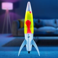 blob lamp 17quot rocket - silver base red wax yellow liquid