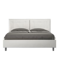 cama con somier acolchada 160x210 cuero sintetico blanco annalisa