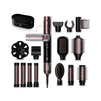 Cecotec Moldeador De Pelo 14 Cabezales Airglam 14in1 Flex Black. 1400w, 110000rpm, Pantalla, Tecnología Coanda, Motor Brushless