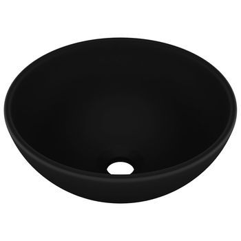 Lavabo De Baño Moderno | Lavabo De Lujo Redondo Cerámica Negro Mate 32,5x14 Cm