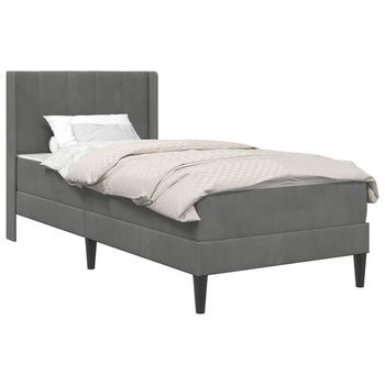 Estructura De Cama Con Colchón Gris Oscuro 90 X 190 Cm Vidaxl