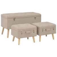 taburetes de almacenamiento 3 piezas beige de tela vidaxl