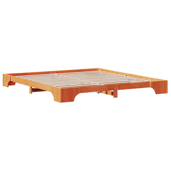 Cama Matrimonial | Cama Doble | Estructura De Cama Marrón Encerado Madera Maciza 200 X 200 Cm Cfw91138