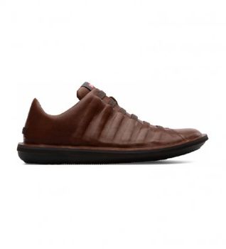 Camper para hombre. 18751-049 Zapatillas de piel Beetle marrón (39), Plano, Ninguno, Casual