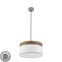 colgante cloe 1xe27 cueroblanca-madera oscura regx40x40 cm