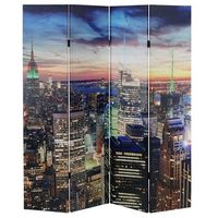 biombo separador de ambientes 4 secciones 28 led 180x160cm estampado new york par04020