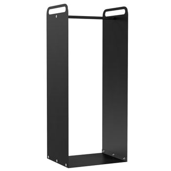 Outsunny Portador de leña interior soporte de leña interior con asas resistente a la oxidación y al desgaste 37 x 30 x 90 cm acero negro