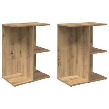 Mesita Noche 2 Uds Madera Ingeniería Roble Artisan 46,5x29x61cm Vidaxl