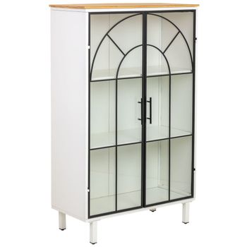 Vitrina de madera y vidrio 2 puertas 80x35x130,5h cm - blanco