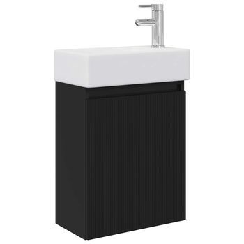 Módulo De Baño Con Grifería Negro 45,5 X 22,5 X 84 Cm Vidaxl