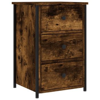 Mesita De Noche | Armario De Noche | Mesa De Noche Madera De Ingeniería Roble Ahumado 40x36x60 Cm
