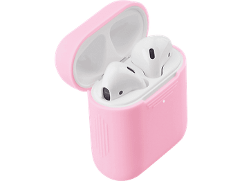 Funda estuche de carga auriculares - ISY IEC-1000, Para Apple AirPods, Silicona ultrafina (2 mm), Rosa