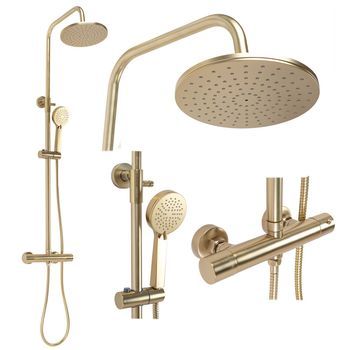 Conjunto De Ducha Con Termostato Rea Parot Brushed Gold