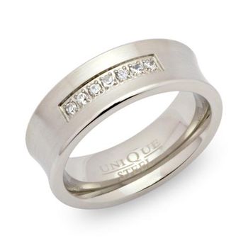 Anillo exclusivo de acero inoxidable esmerilado circonita
