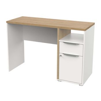Mesa Escritorio Acces  Color Roble Hamilton Y Blanco Mate 117 Cm
