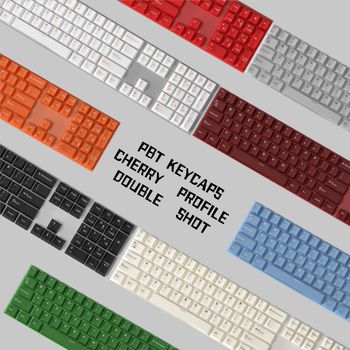 Teclas PBT blancas y rosas, diseño WOB, doble inyección, 126 teclas, distribución ISO Alice, perfil Cherry, para teclado mecánico Cherry MX.
