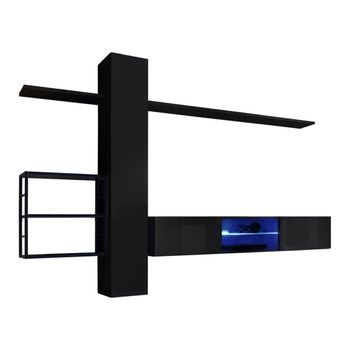 Conjunto De Muebles De Salón Estilo Industrial Switch M5. Color Negro.