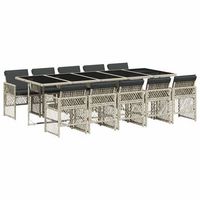 set de comedor de jardin 11 piezas y cojines ratan sintetico gris