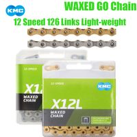 cadena de bicicleta kmc de 12 velocidades para mtb y carretera 126 eslabones ultraligera version encerada 12s para shimano