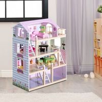 casa de munecas con muebles mobiliario rosado homcom