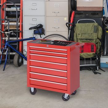 Carro De Herramientas Con 7 Cajones De Acero Durhand 69x33x75 Cm-rojo