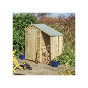 Rowlinson Oxford 4 x 3 Garden Shed with Lean To in Natural Timber