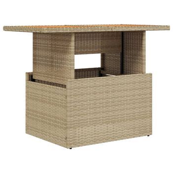 Mesa De Jardín，mesa Para Exteriores，mesa De Patio Ratán Pe Y Madera De Acacia Beige 100x55x73 Cm
