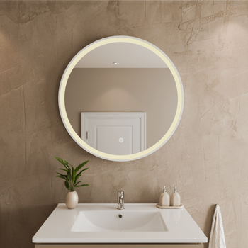 Espejo De Baño Con Luz Led 80 Cm Blanco, Redondo, Antivaho, 3 Colores Dimmable - Lomazoo Oslo