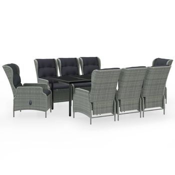 Juego De Comedor De Jardín 9 Piezas Gris Claro Vidaxl