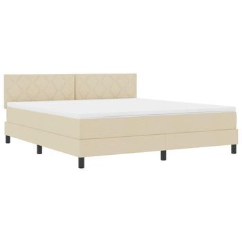 Cama Tipo Box Spring Con Colchón Crema 180 X 200 Cm Tela