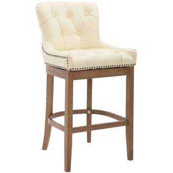 Taburete Lakewood Cuero Aútentico & Madera Clara Cuero Auténtico Crema 57x55x109 Cm Clp
