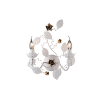 preciosa lampara de pared de hierro lacado blanco shabby 2 luces 37 p21 bl196-ap2-bco
