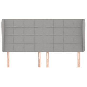 Cabecero Cama Mueble De Dormitorio Con Orejas De Tela Claro 183 X 23 X 118/128 Cm Gris M02_0003258