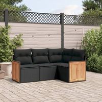 conjunto de sofas jardin 4 uds  mueble jardin mesa y sillas con cojines ratan sintetico negro cfw534928