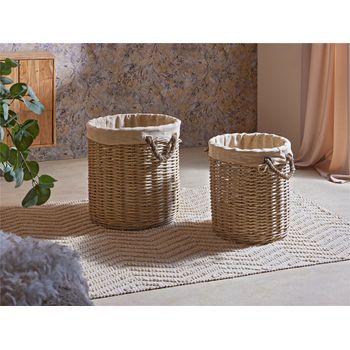 Contenedor Mimbre Interior Yute Con Asas S/2 50dx50 Cms